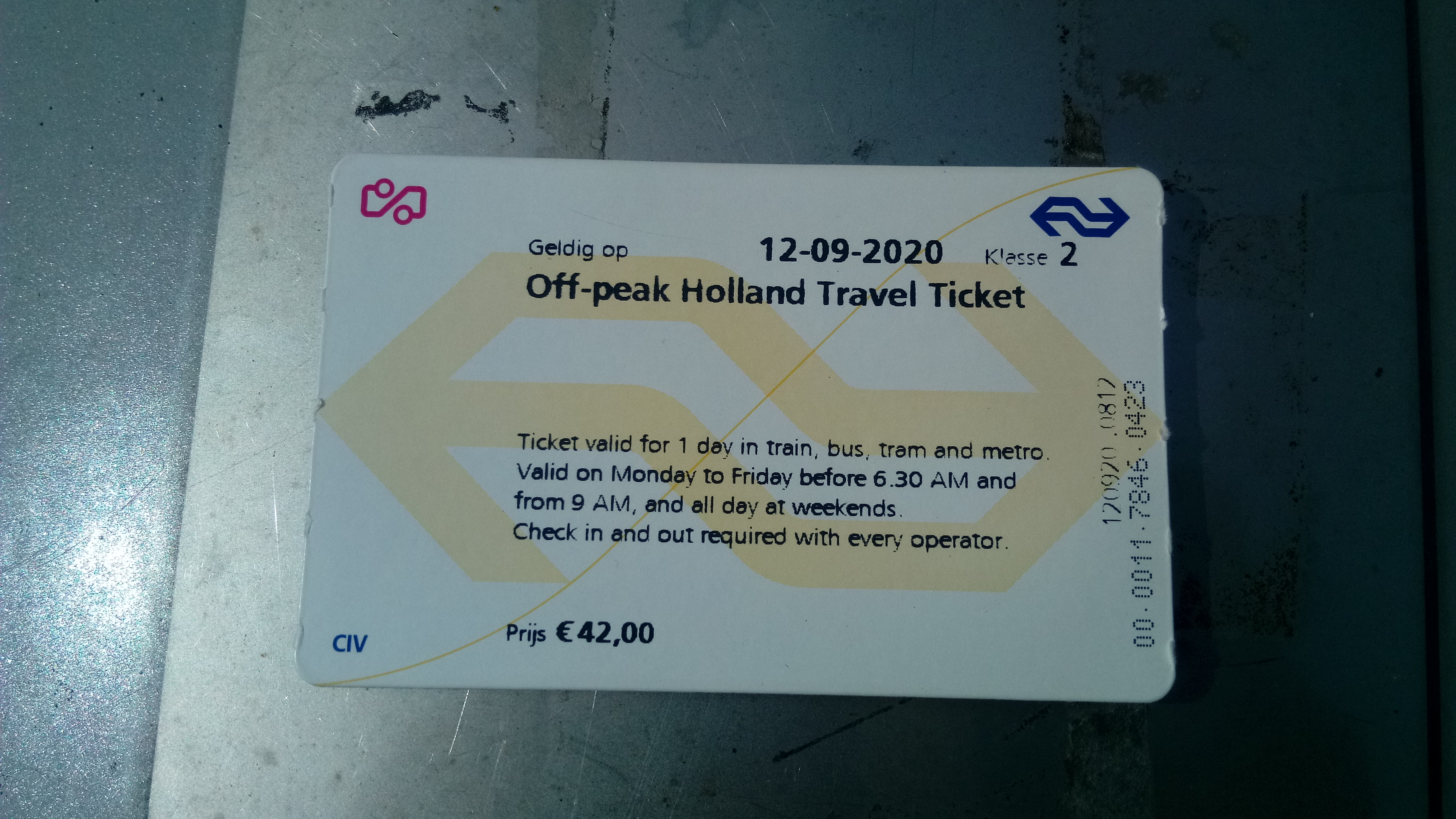 An English-language NS train ticket, that is located in the Groninger city of Winschoten, Oldambt.